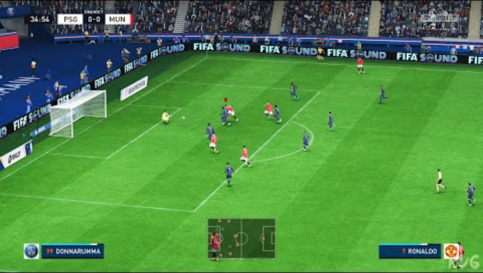 FIFA 23 video game gameplay footage, PSG vs Manchester United